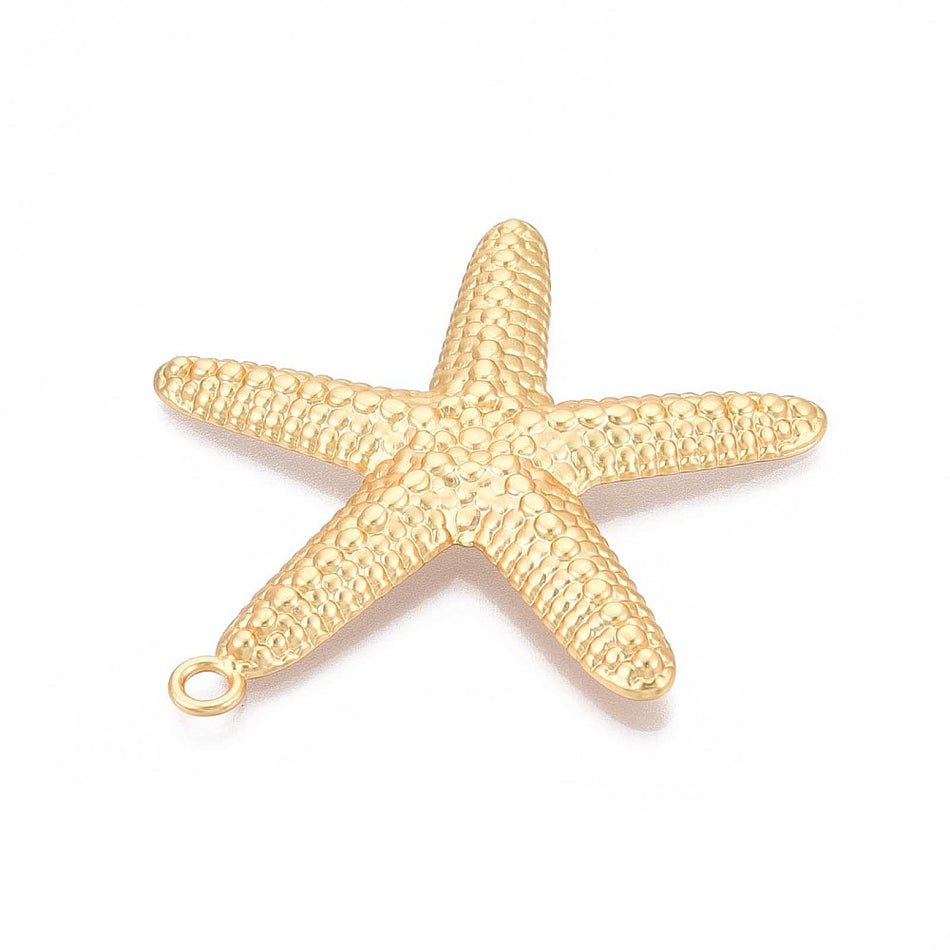Gold-Plated Star Fish Pendant 60mm, 1pc