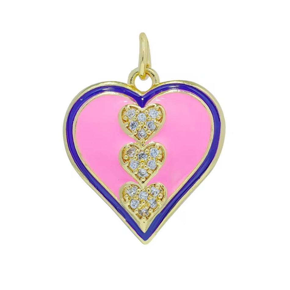 Multicolor Zirconia Heart Pendant, 1pc