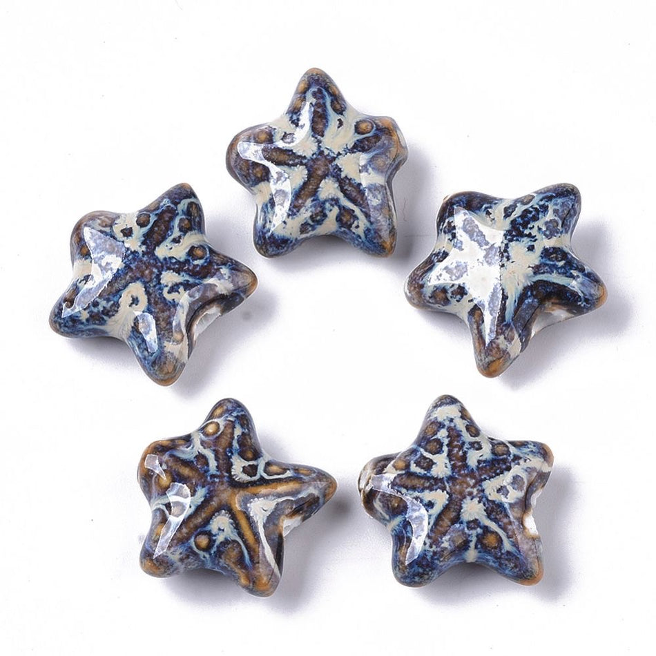 Ceramic Star Bead 19mm, 4pcs