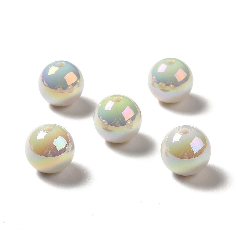 Iridescent Round Acrylic Beads 15mm, 10pcs