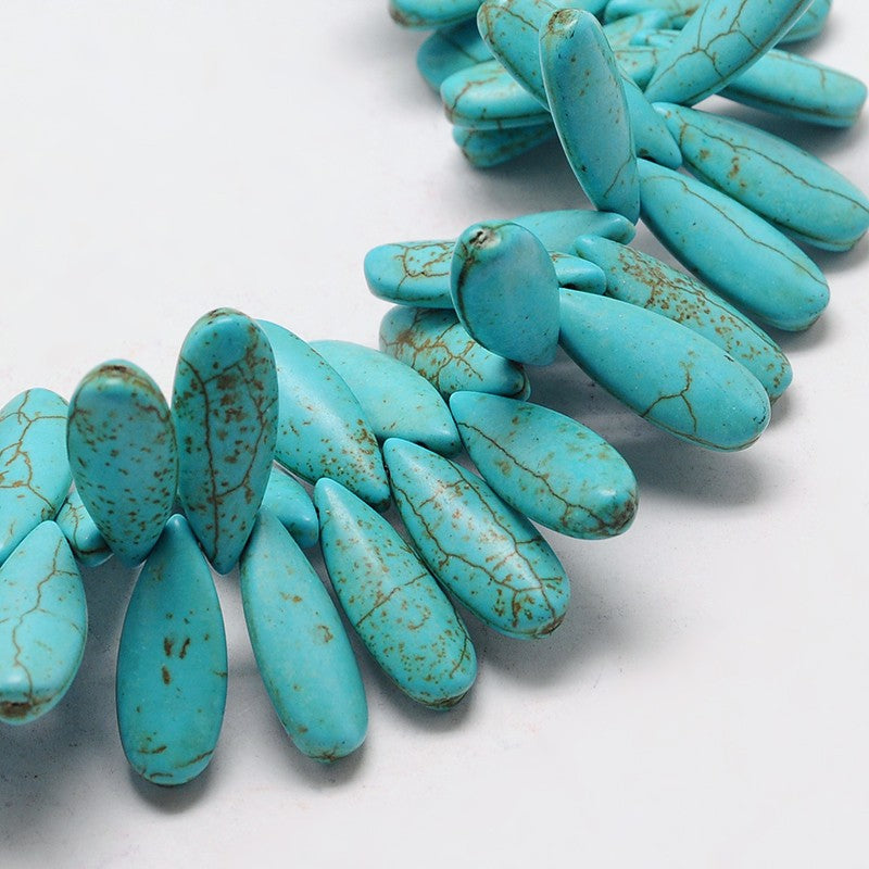 Turquoise Howlite Teardrop Bead 25mm Strand