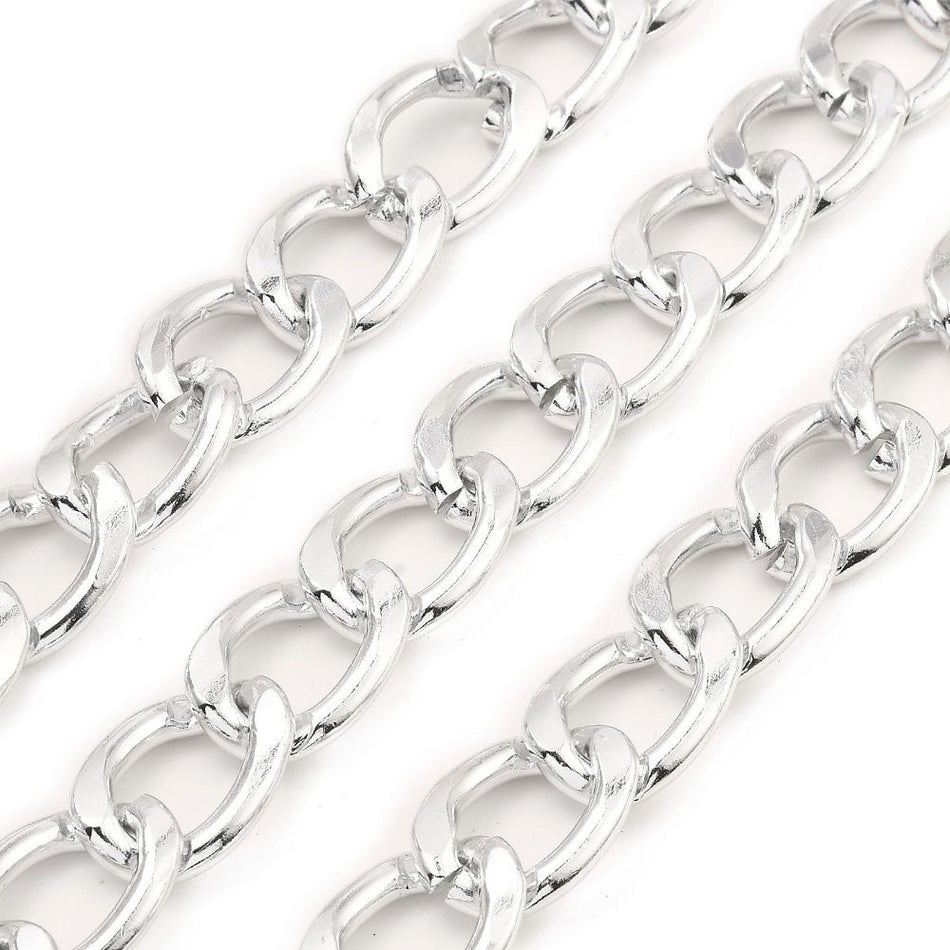 Aluminum Silver Curb Chain, 1 Yard