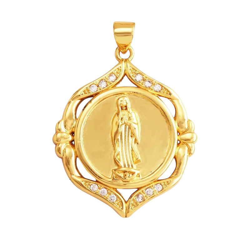 18k Gold Virgin Pendant 37mm, 1pc