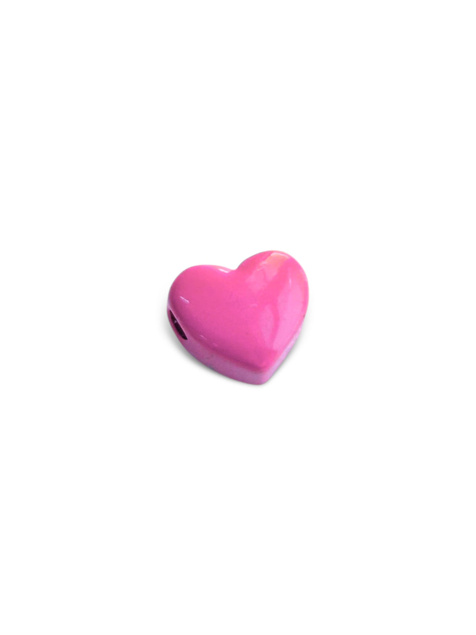 Enameled Metal Heart Pendant 10mm, 1pc