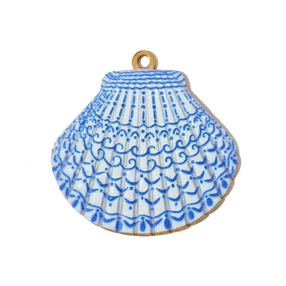 Stainless Steel Shell Enamel Design 32mm, 1pc