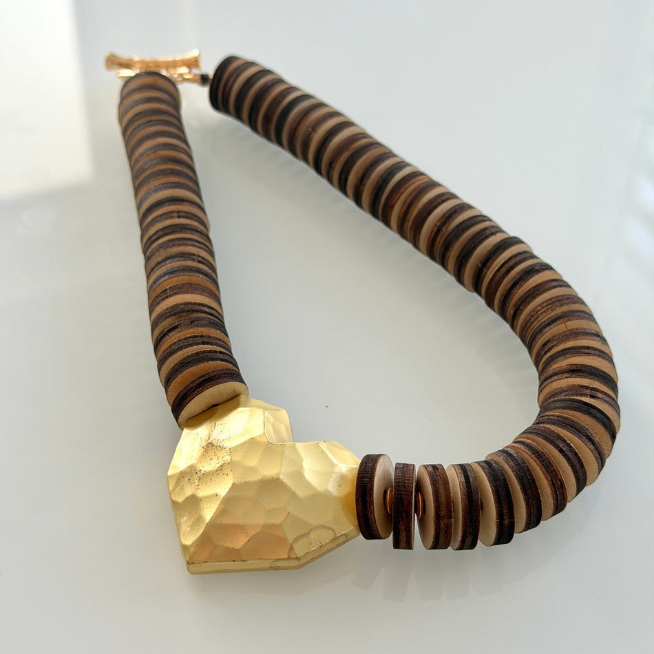 Statement Necklace featuring Rondelle Wood Beads, 20inch