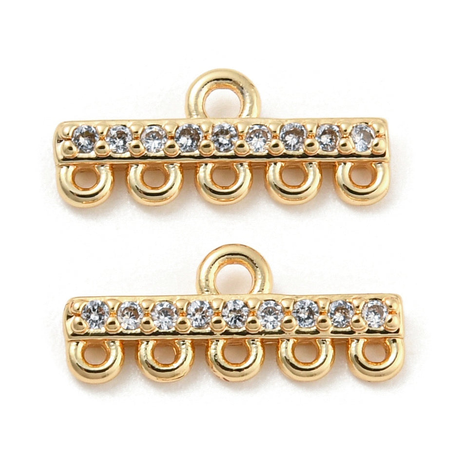 18k Gold Plated 5-Loop Connector with Zirconia 5mm, 2pcs