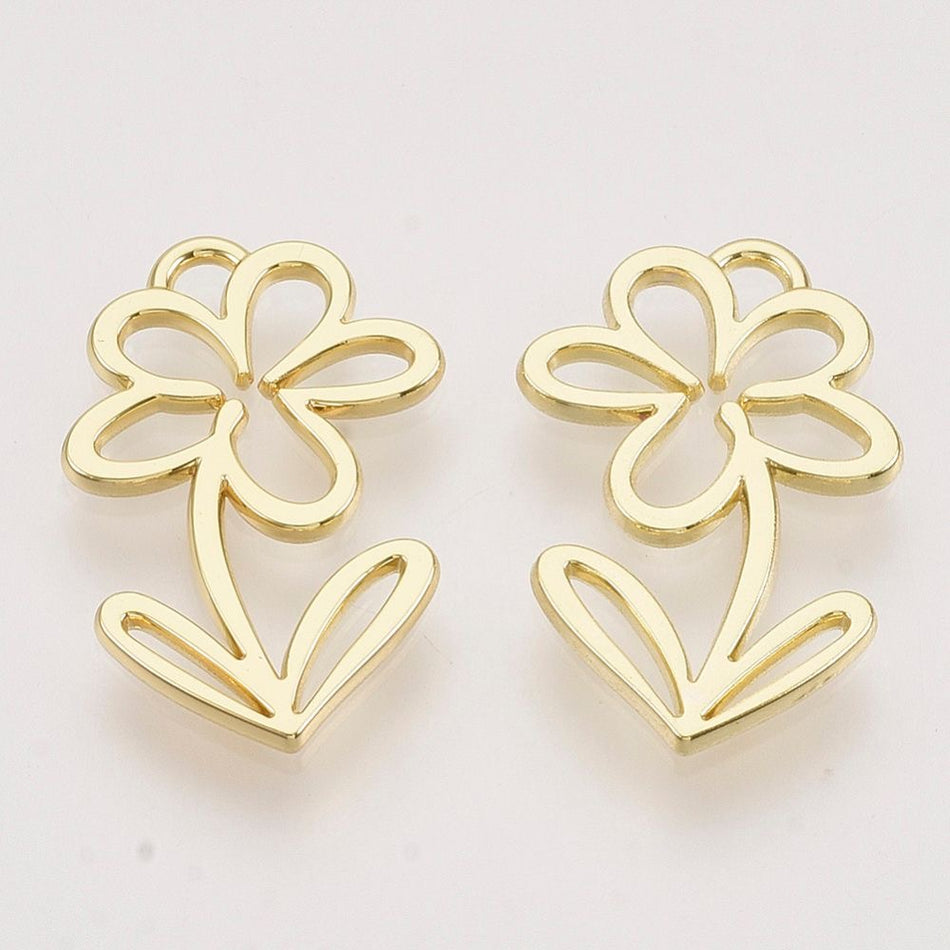 Gold Filled Flower Pendant 21mm, 4pcs