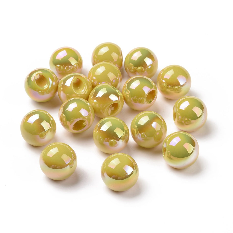 Iridescent Yellow Bubble Acrylic Bead, 10pcs