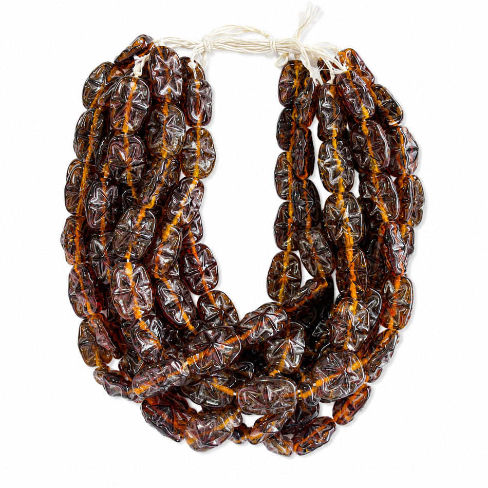 Lampwork Crystal Oval Strand, Bead Size 28mm