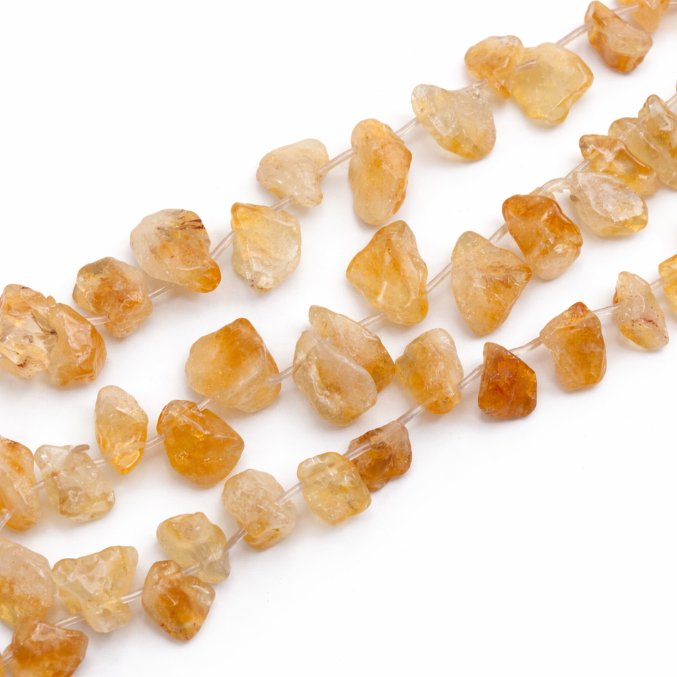 Natural Citrine Nugget 20mm Bead Strand