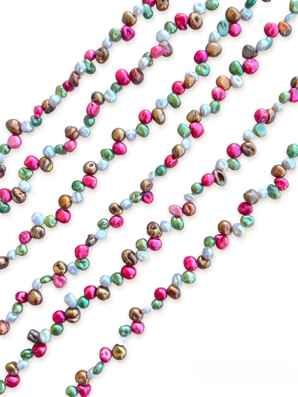 Multicolor Top Drilled Pearl Strand, 7mm