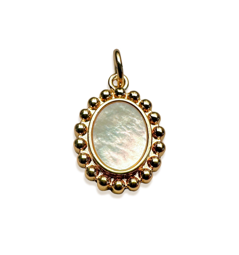 Mother Of Pearl Oval Pendant 14mm, 1pc