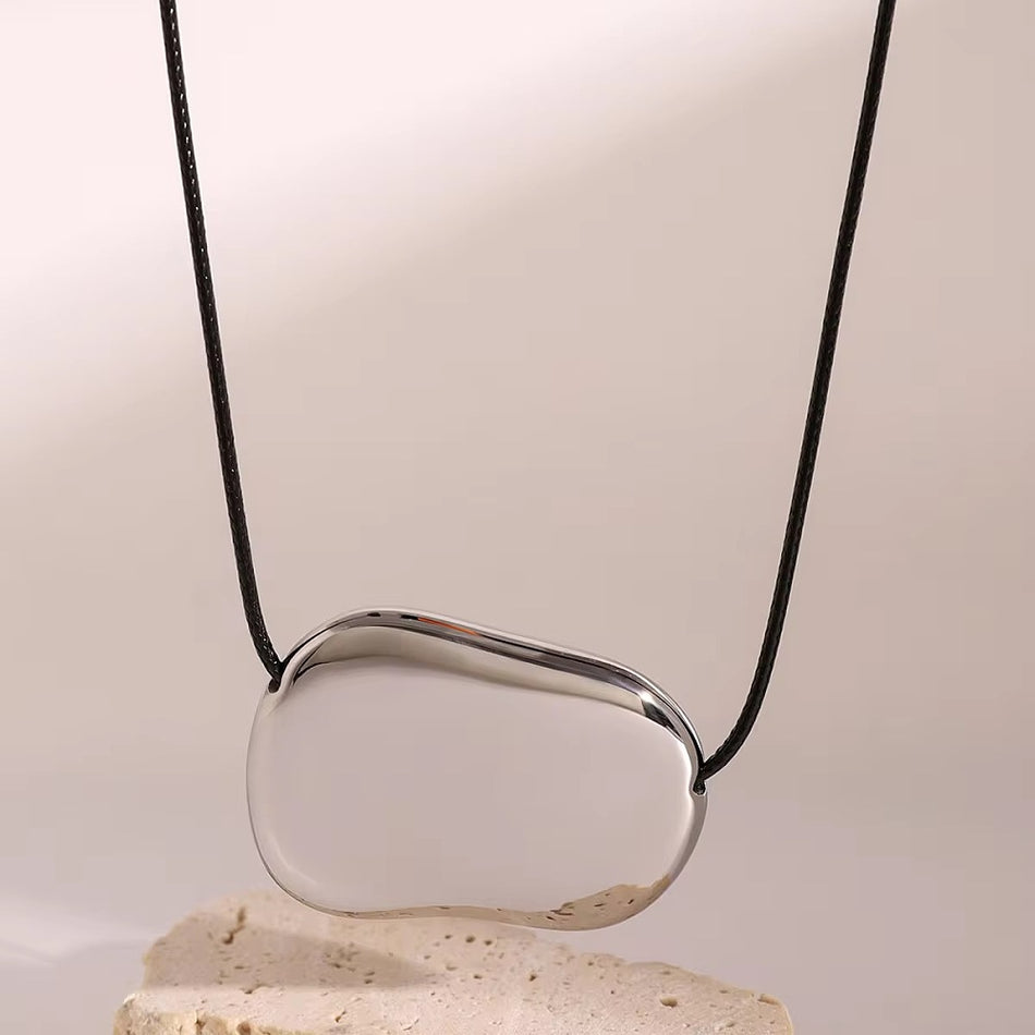Stainless Steel Bean Pendant Adjustable Necklace