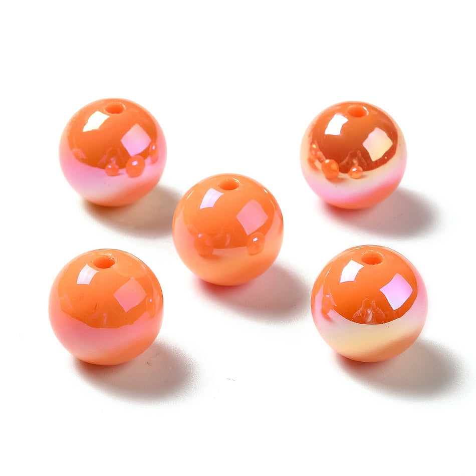 Iridescent Round Acrylic Beads 15mm, 10pcs