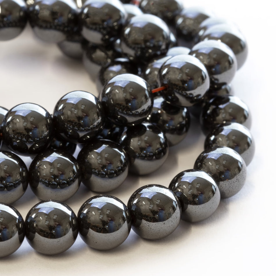 Gun Metal Round Hematite Bead Strand