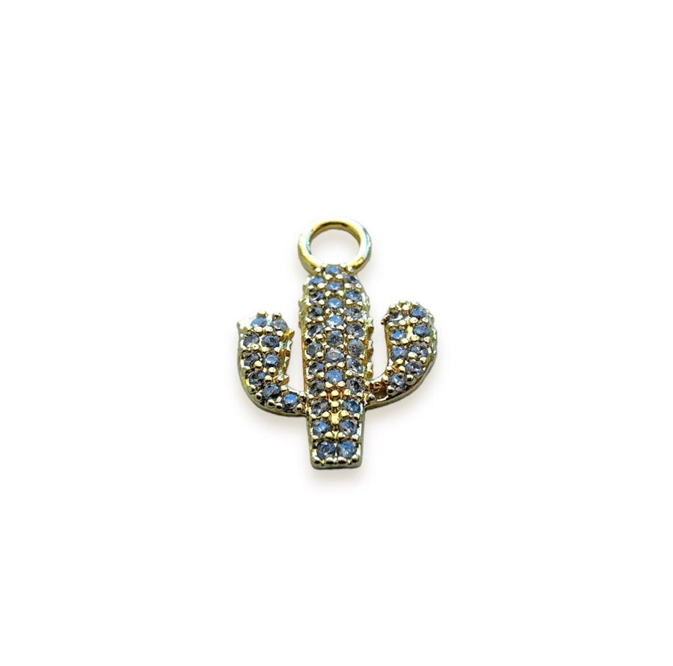 Gold-Filled Zirconia Cactus Pendant, 1pc