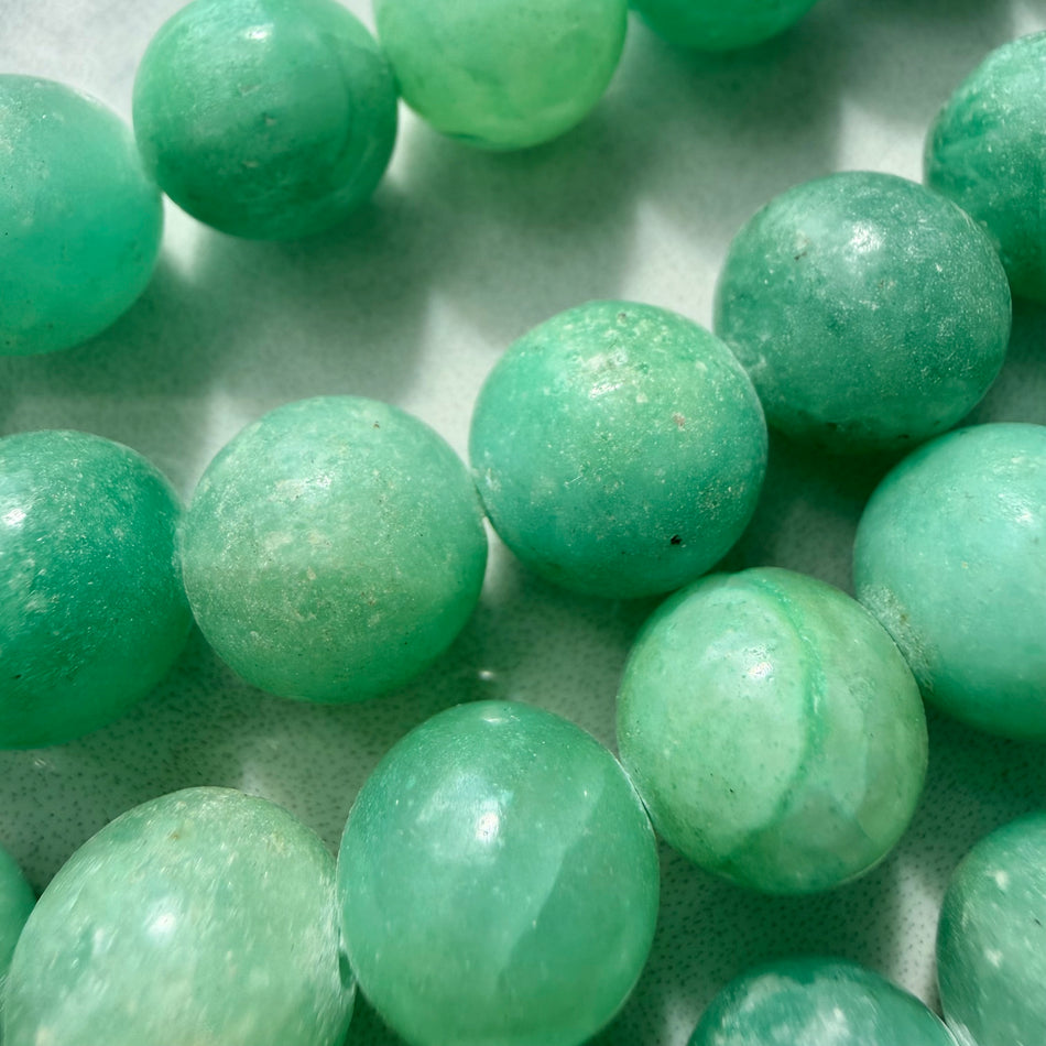 Round Teal Jade 12mm Bead Strand