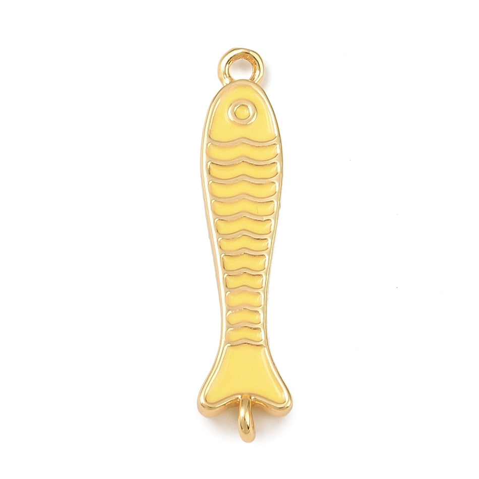18k Gold-Plated Enamel Fish Connector 30mm, 1pc