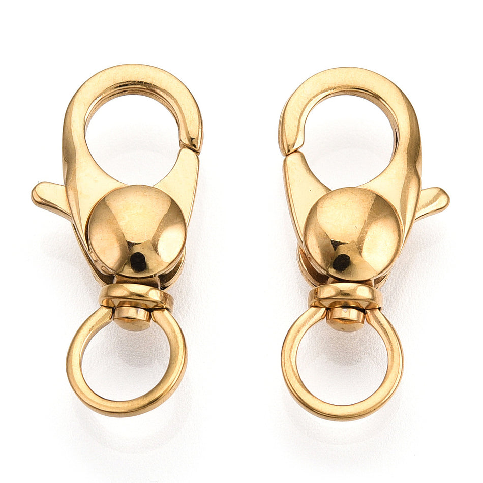 Stainless Steel Gold Lobster Clasp 25mm, 1pc