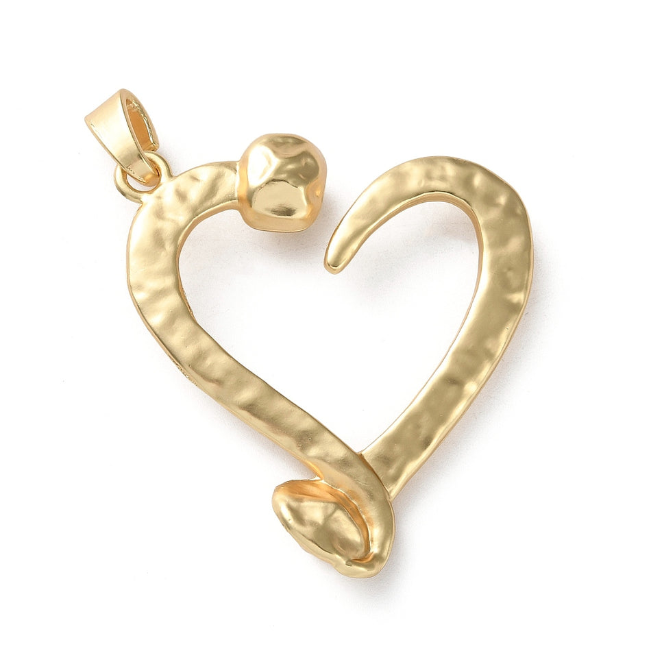 Matte Gold Heart Pendant, 3 Inches