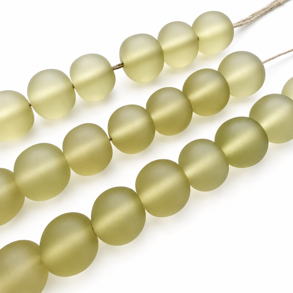 Round Transparent Matte Resin 12mm Bead Strand
