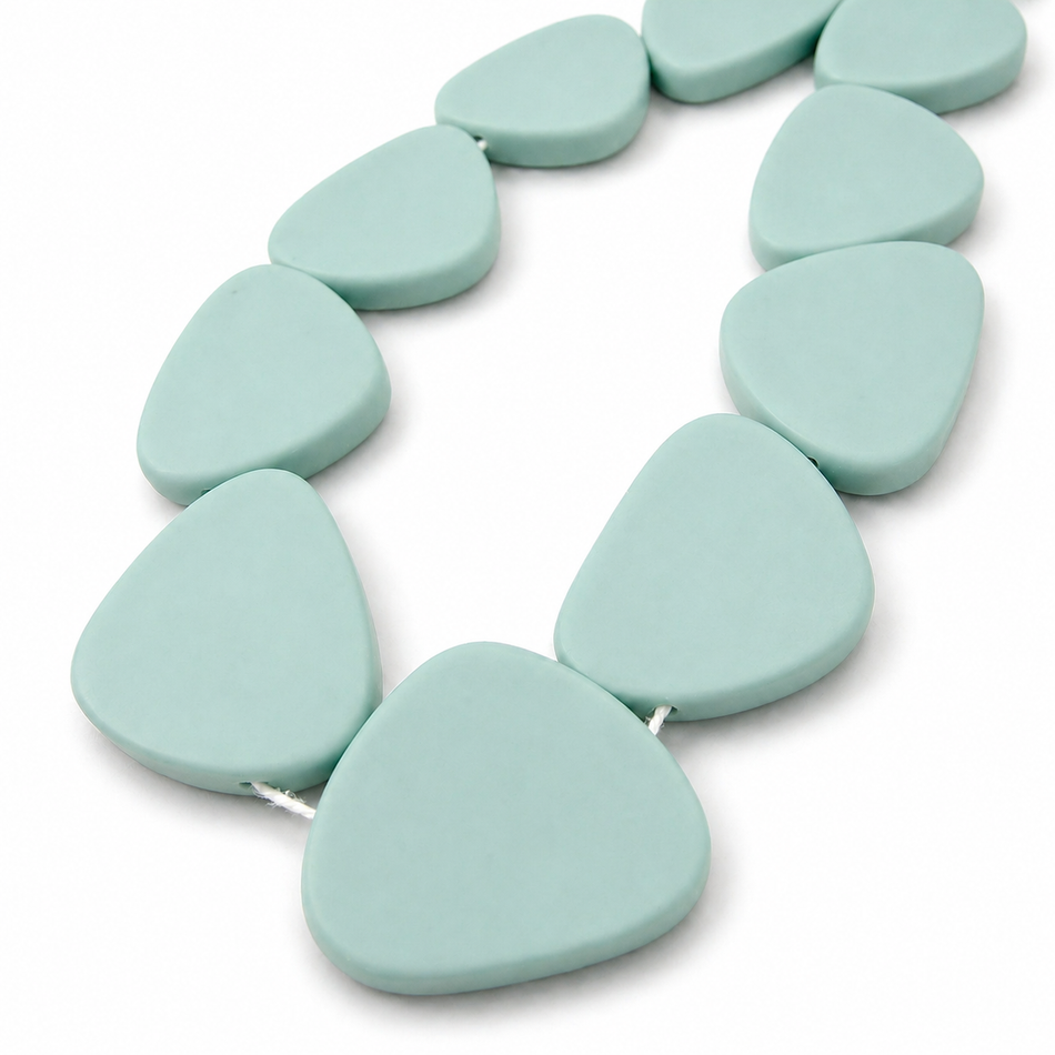 Resin Bead Flat Rounded Triangle Shape 40mm Strand