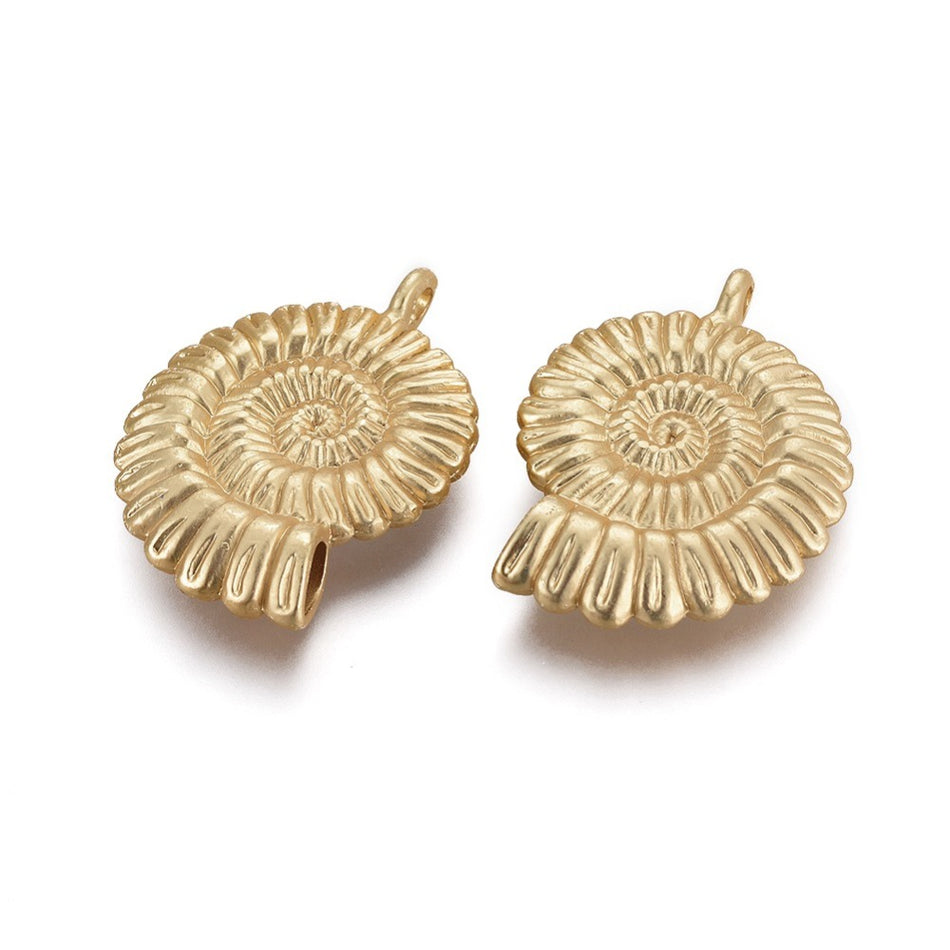 Gold Matte Shell Pendant 37mm, 1pc