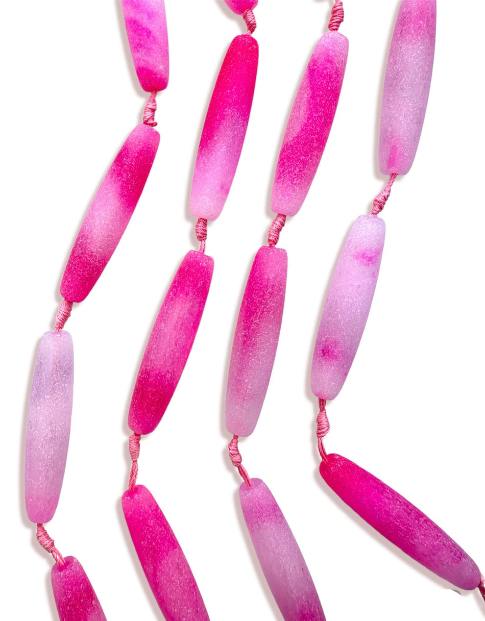 Pink Agate Tube Strand, 50mm