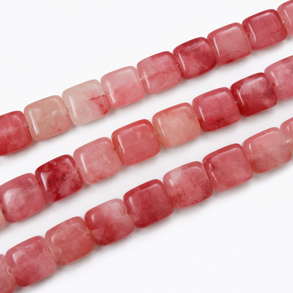 Pink Square Gemstone Bead 10mm Strand