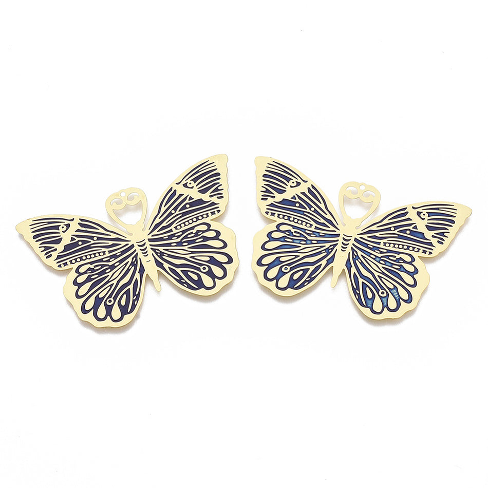 Gold Aluminum Butterfly Pendant 31mm, 4pcs