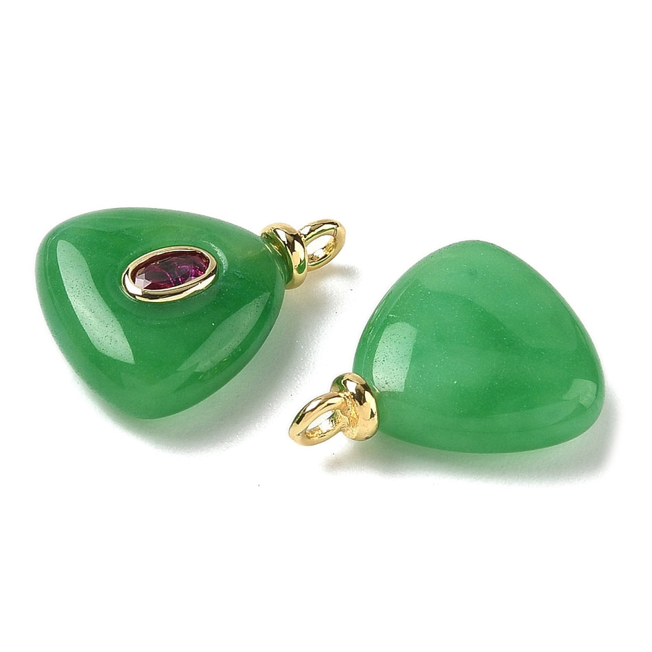 Natural Jade with Zirconia Pendant 18mm, 1pc