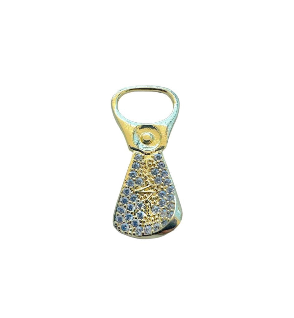 Zirconia Gold Soda Tab Charm, 1pc