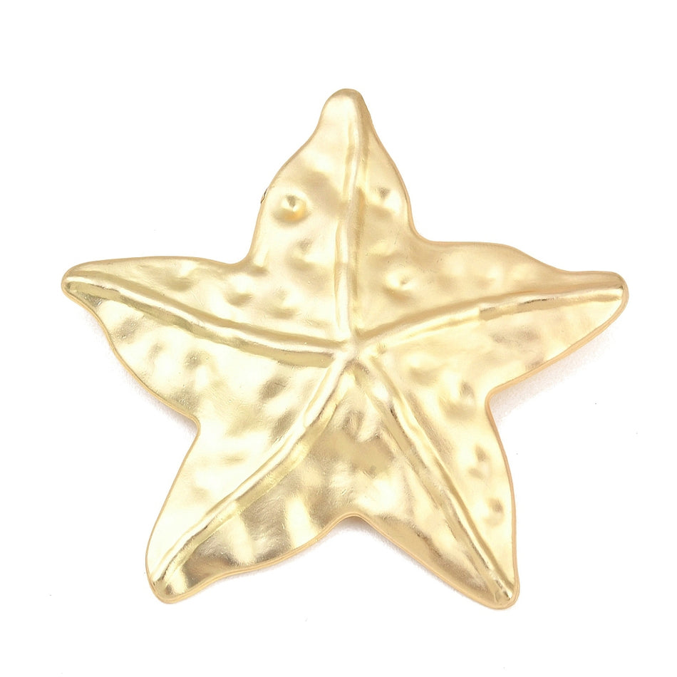 Matte Gold Plated, Starfish Pendant, 65mm, 1pc
