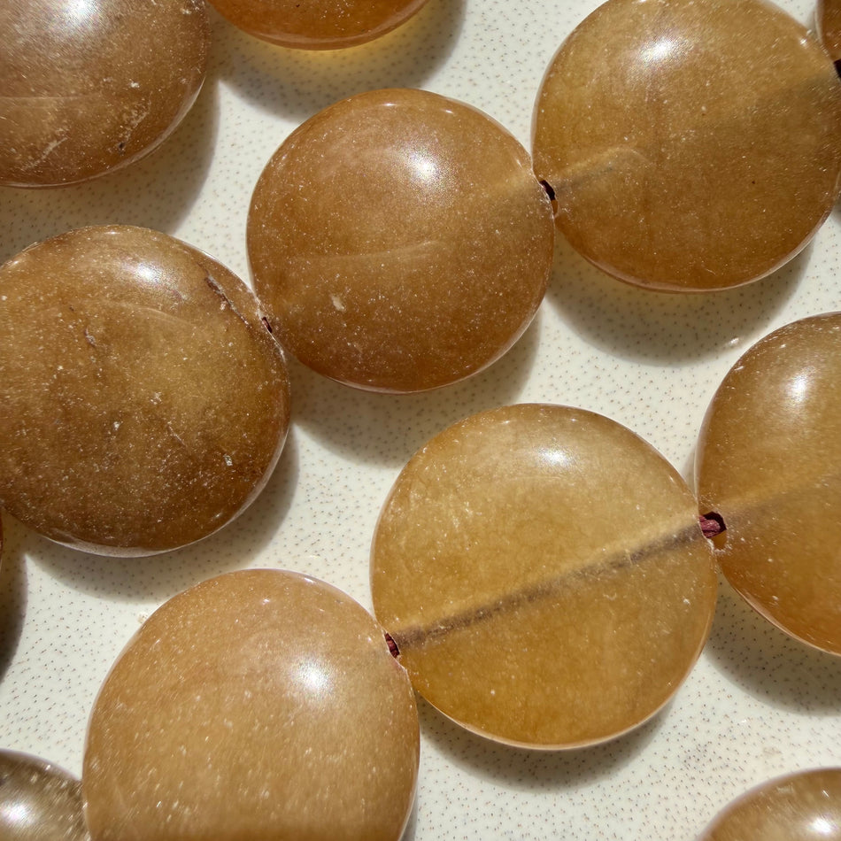 Round Jade Coin Bead 12mm Strand