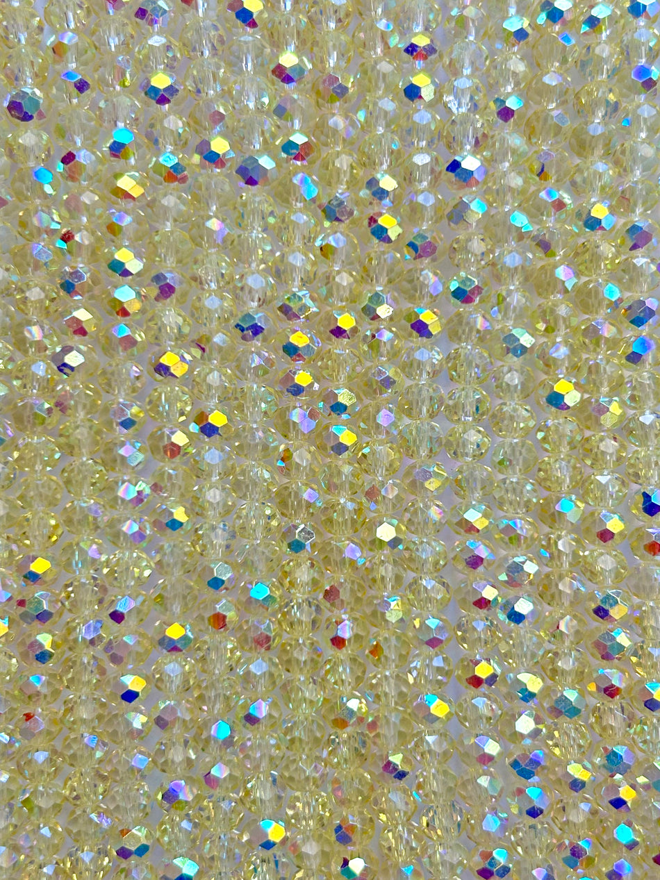 Bright Faceted Rondelle Crystal Bead Strand, 8mm