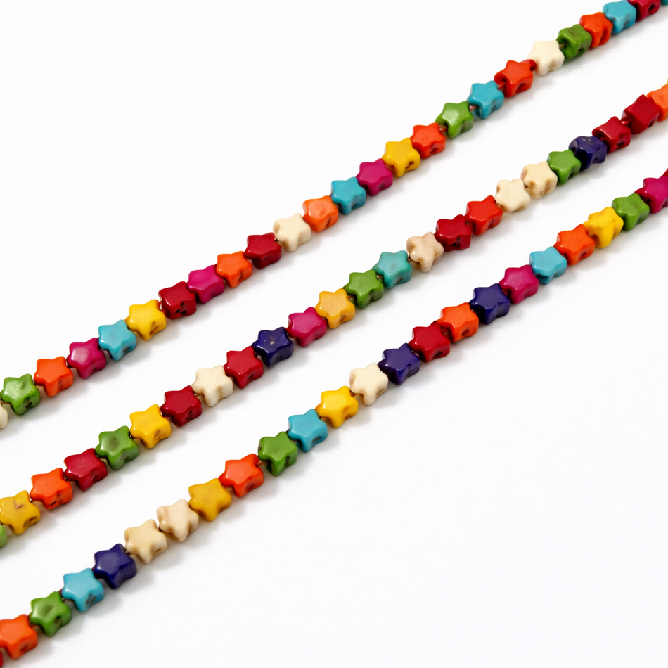 Multicolor Howlite Star Bead 4mm Strand