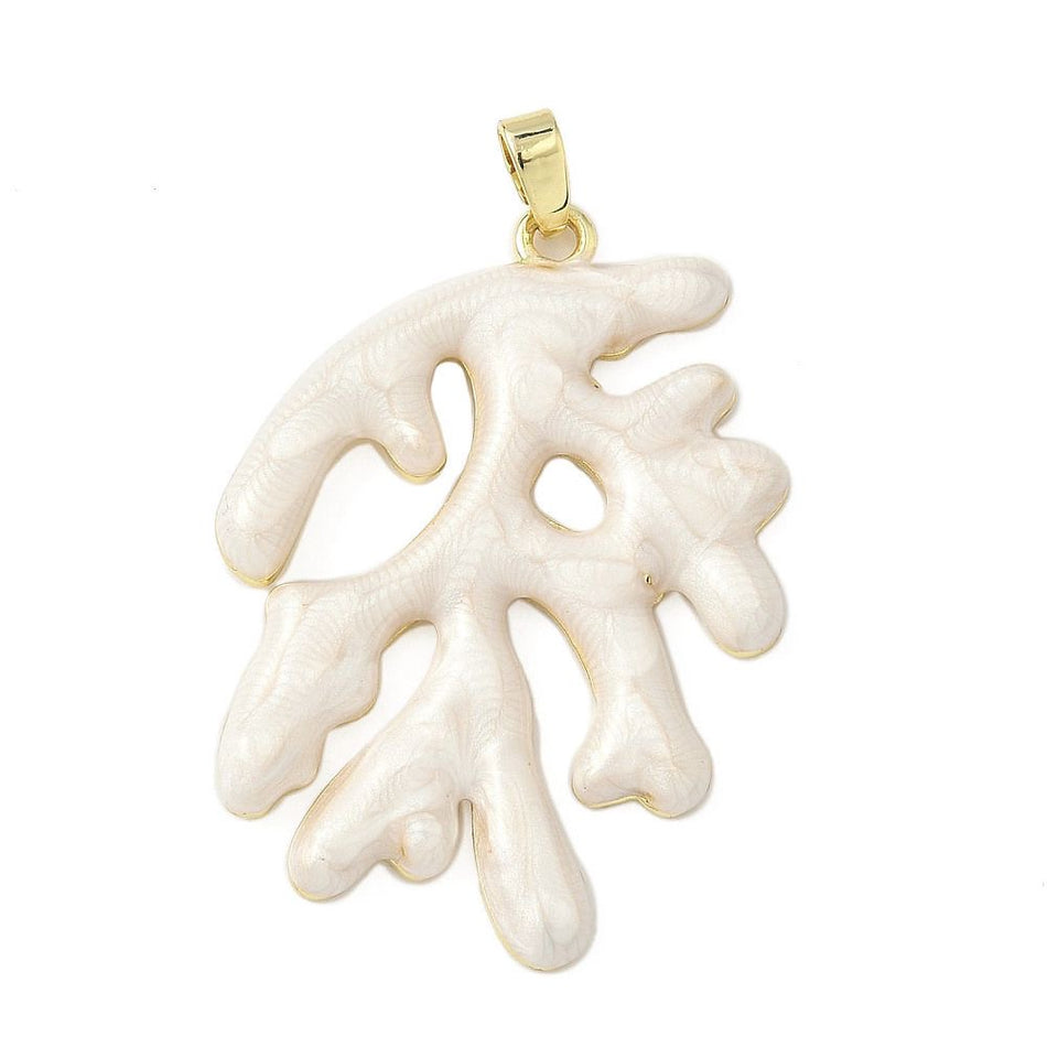 18k Gold Plated Coral Branch Pendant 35mm, 1pc