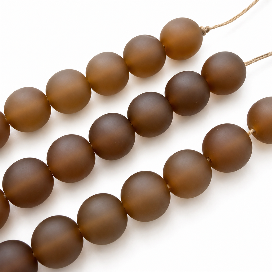 Round Transparent Matte Resin 16mm Bead Strand