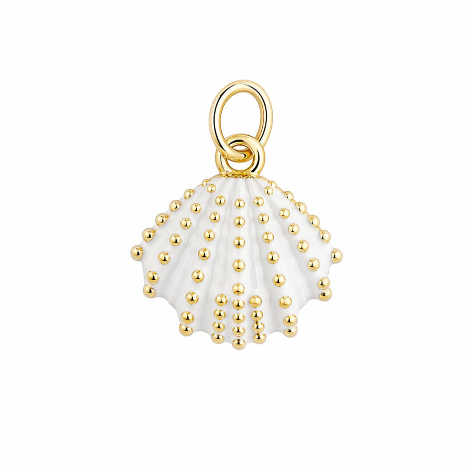 Gold-Plated Clam Pendant with Gold Dots, 2pcs