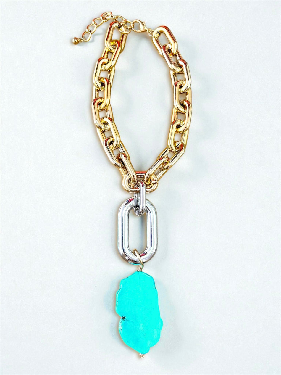DIY Two Tone Acrylic Chain with Blue Stone Pendant Kit
