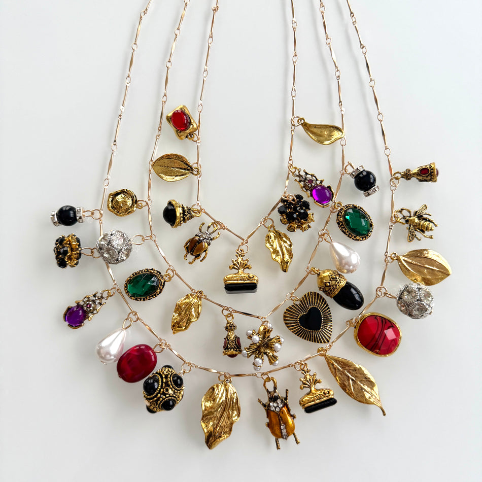 Triple-Layer Thin Chain Necklace featuring Multi-Shape Charms