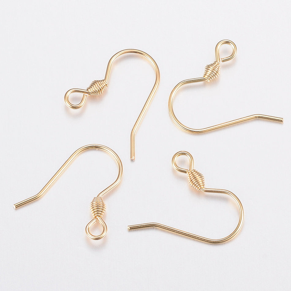 Stainless Steel Gold Earring Hooks 18mm, 10pcs