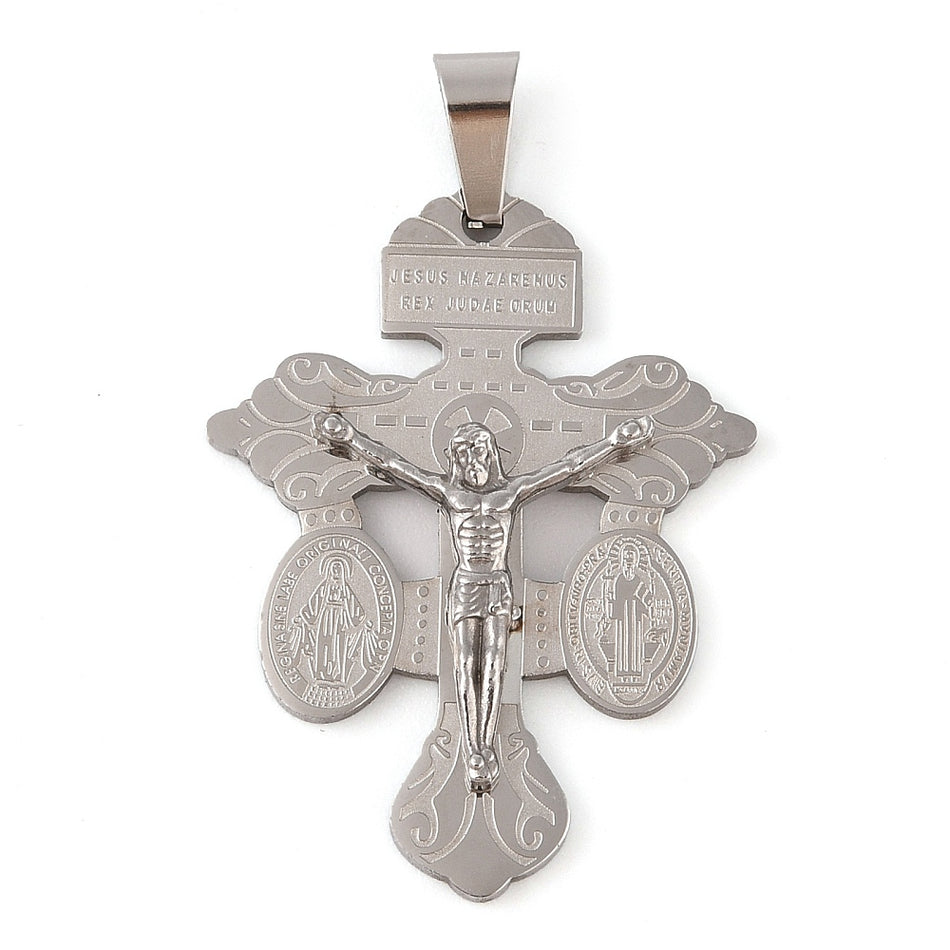 Stainless Steel Crucifix Cross Pendant 34mm, 1pc