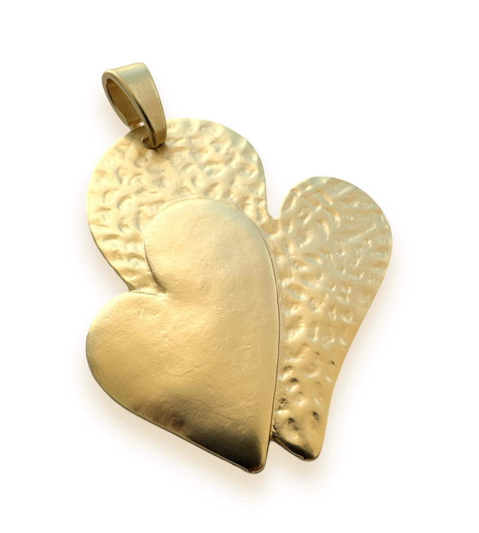 Colgante doble corazón chapado en oro, 1 pieza