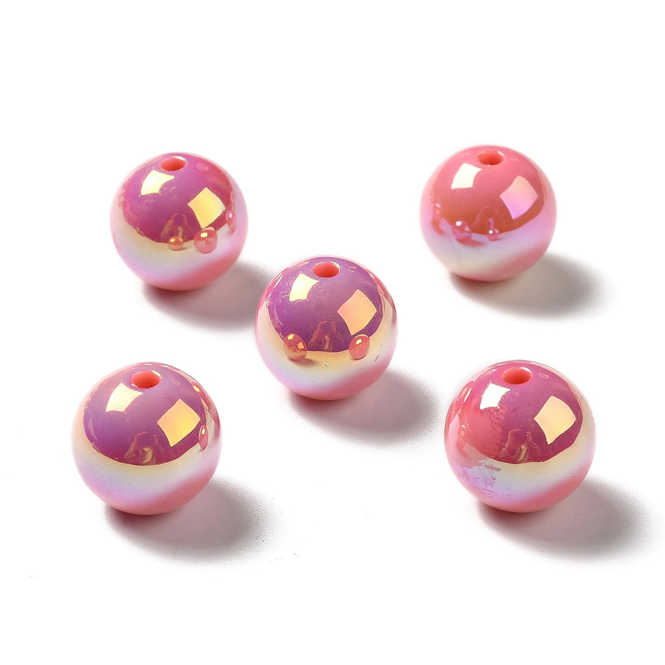 Iridescent Round Acrylic Beads 15mm, 10pcs