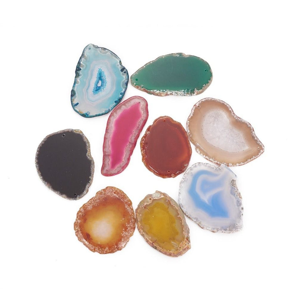 Random Color Agate Slice Pendant 35mm x 60mm