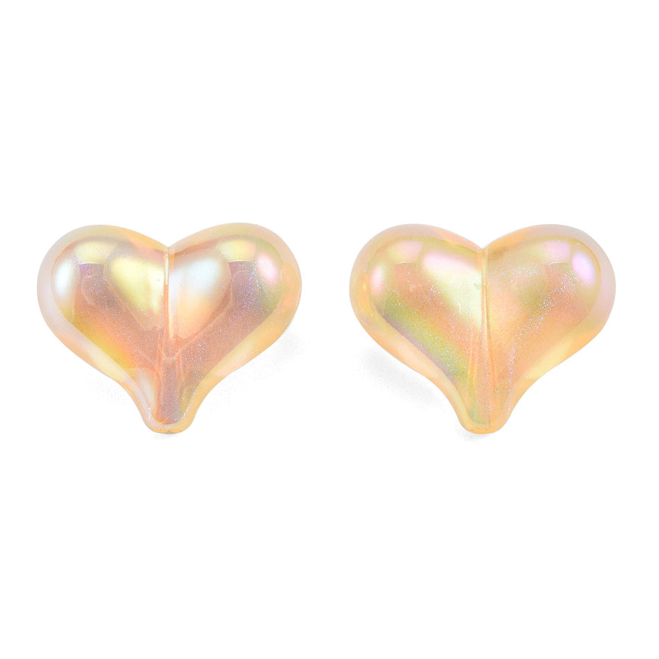 Orange Tornasol Acrylic Heart Beads 16mm, 10pcs