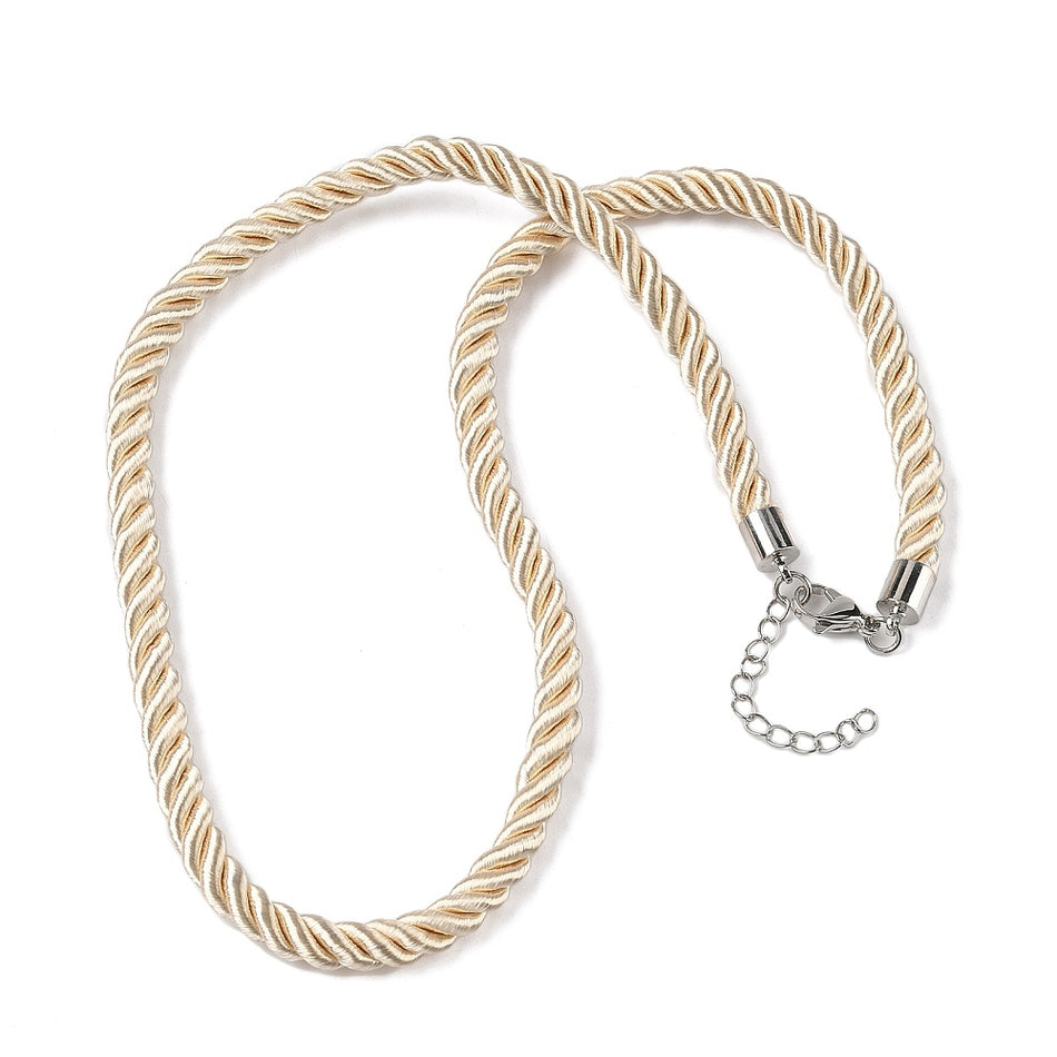 Twisted Nylon Cord Necklace with Silver Findings 18 inches, 1pc