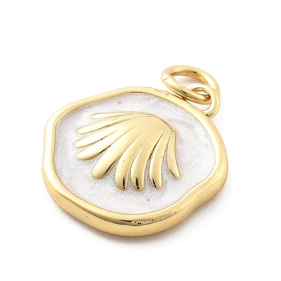 18k Gold-Plated Clam Shell Pendant 18mm, 2pc